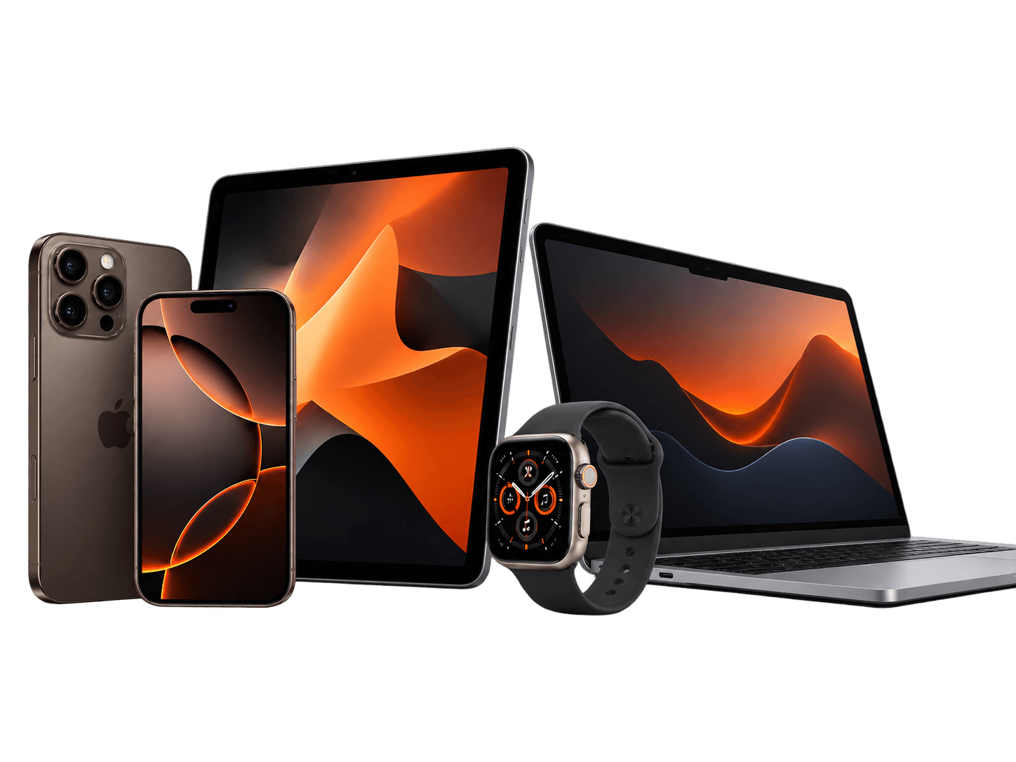 An iPhone, iPad, Apple Watch and MacBook — the kinds of devices we buy